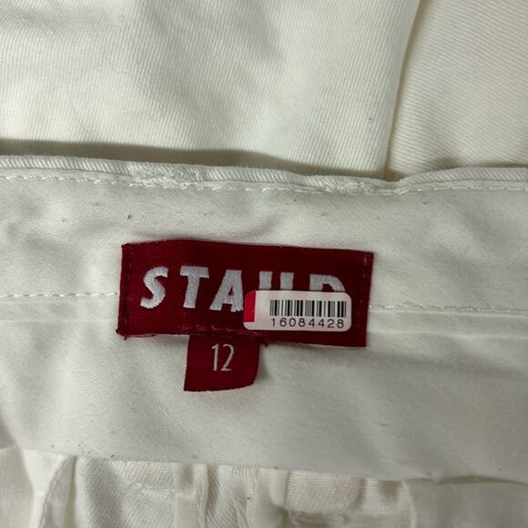 RTR sz 12 Staud solid white Luisa pocketed pants high rise trouser career - Picture 10 of 10